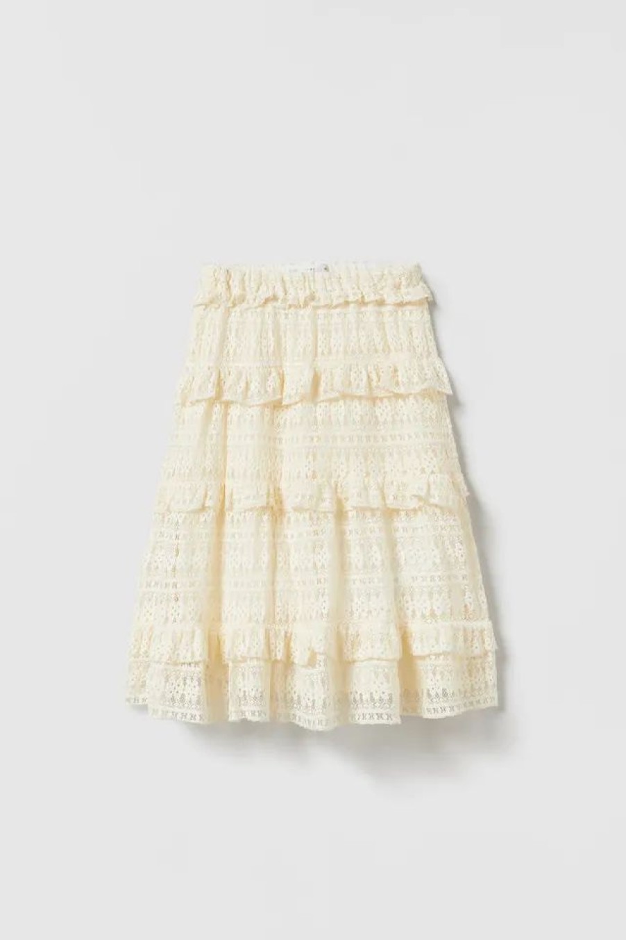 Best * Zara Lace Midi Skirt Ecru