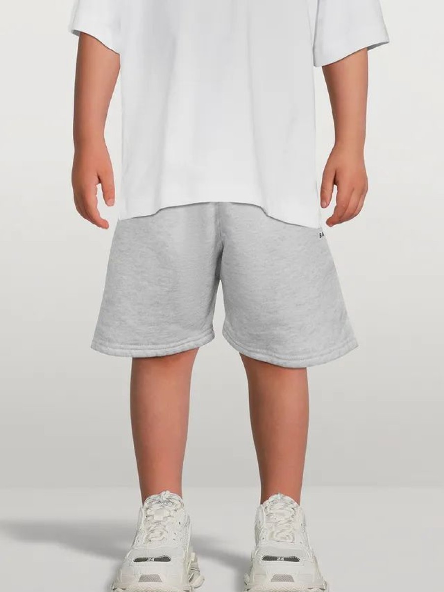 Hot * Balenciaga Kids Cotton Jogger Shorts Pale Heather