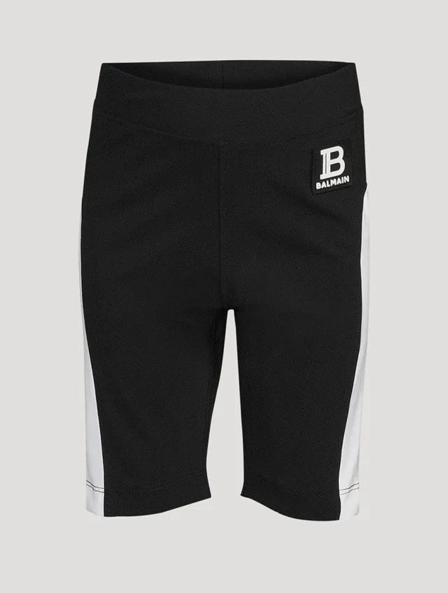 Wholesale * Balmain Kids Nylon Stretch Bike Shorts Black, Vanilla