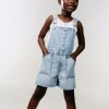 Online * Zara Short Denim Overalls Blue