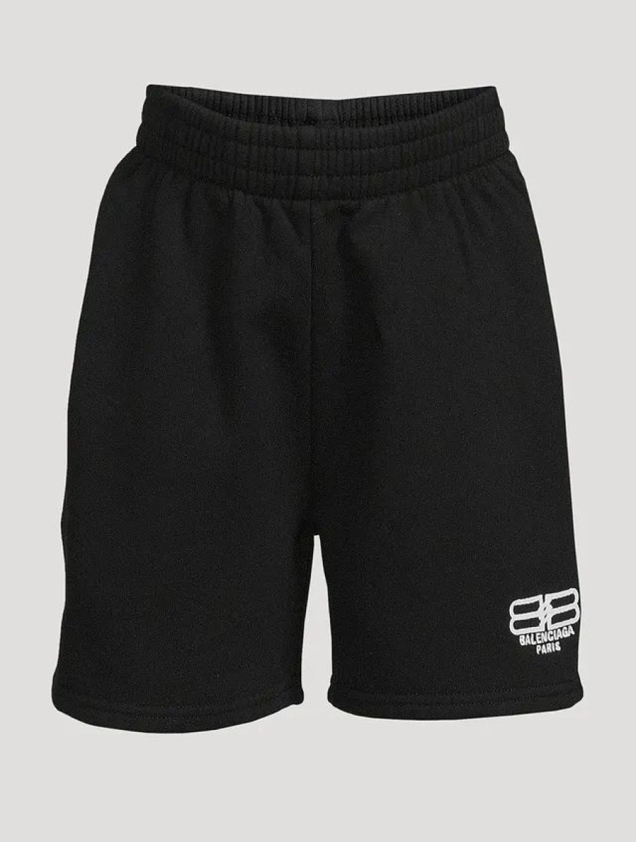 Wholesale * Balenciaga Kids Cotton Jogger Shorts Washed Black, White