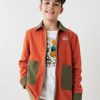 New * Roots Kids Polartec Shacket Burnt Pumpkin