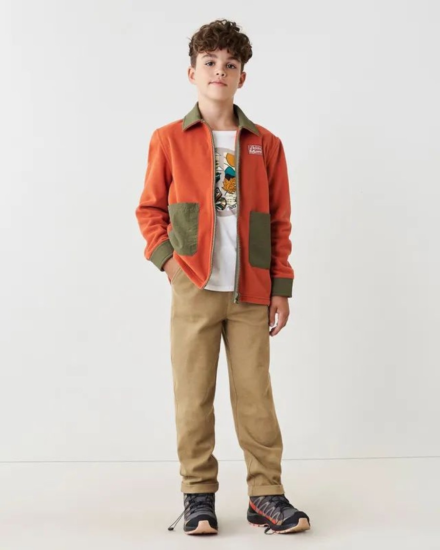 New * Roots Kids Polartec Shacket Burnt Pumpkin