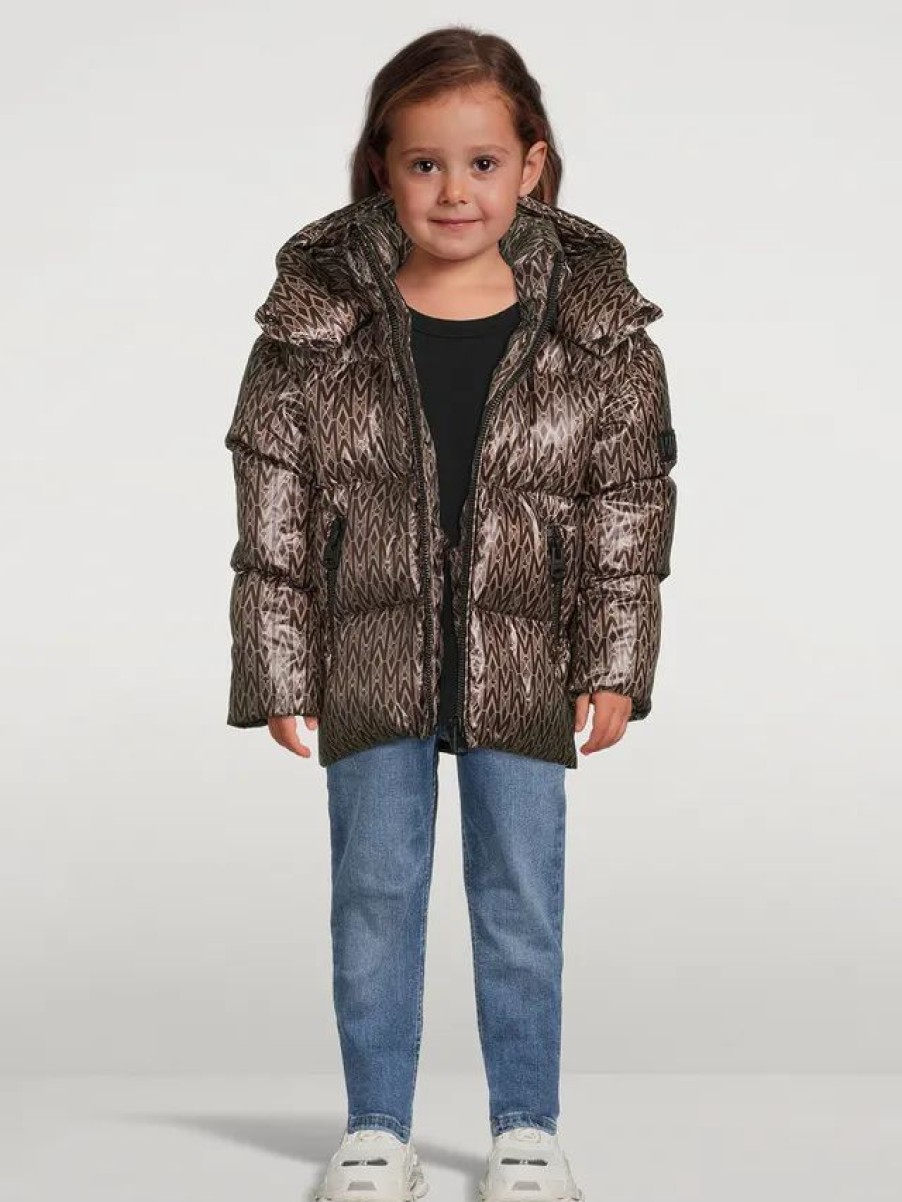 Best * Mackage Toddlers Jesse Light Down Jacket In Monogram Print Coffee