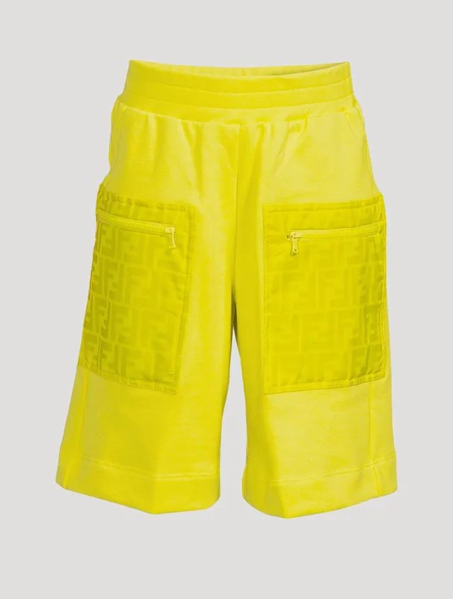 Online * Fendi Kids Cotton Sweat Shorts Lemon