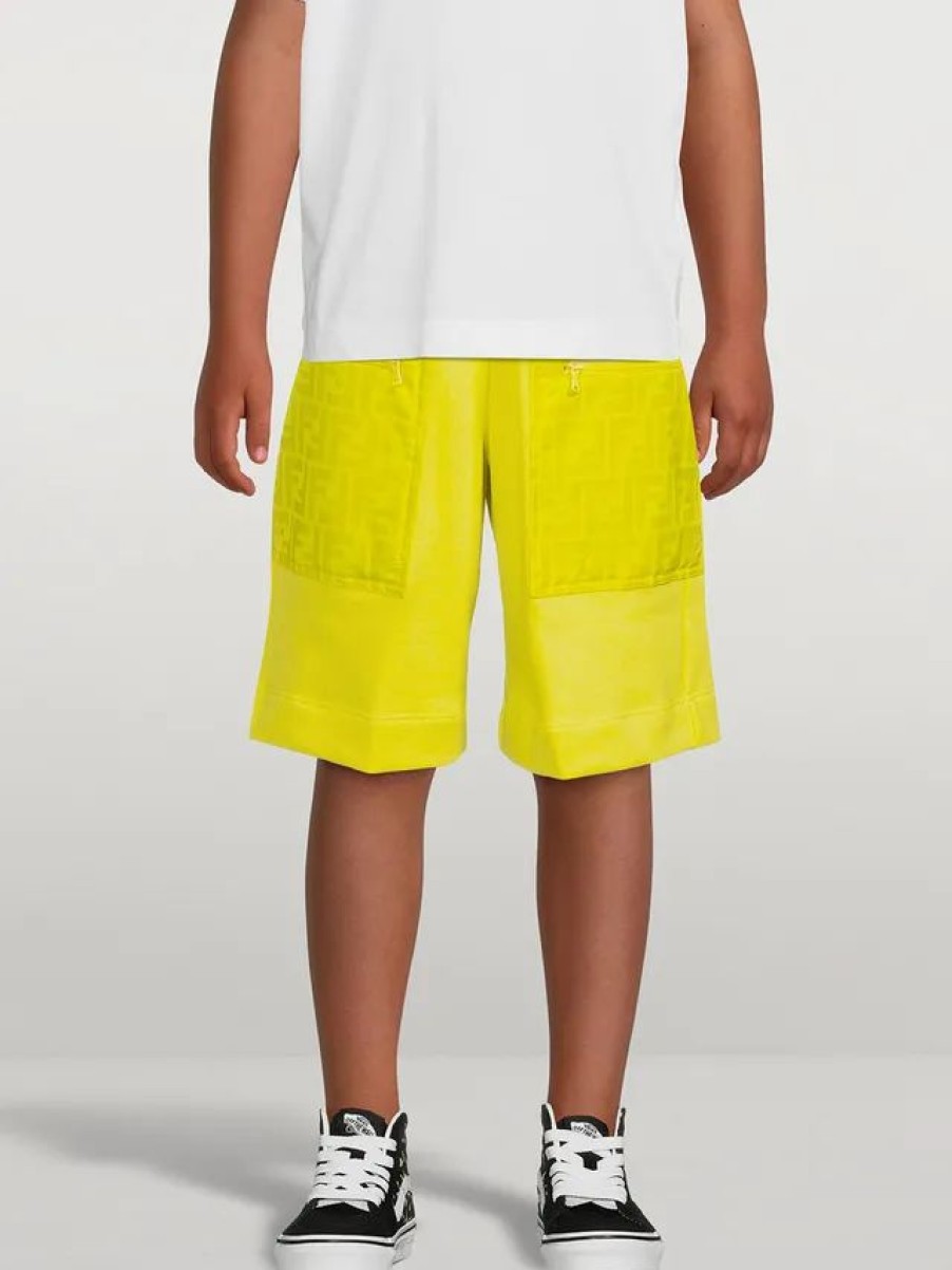 Online * Fendi Kids Cotton Sweat Shorts Lemon