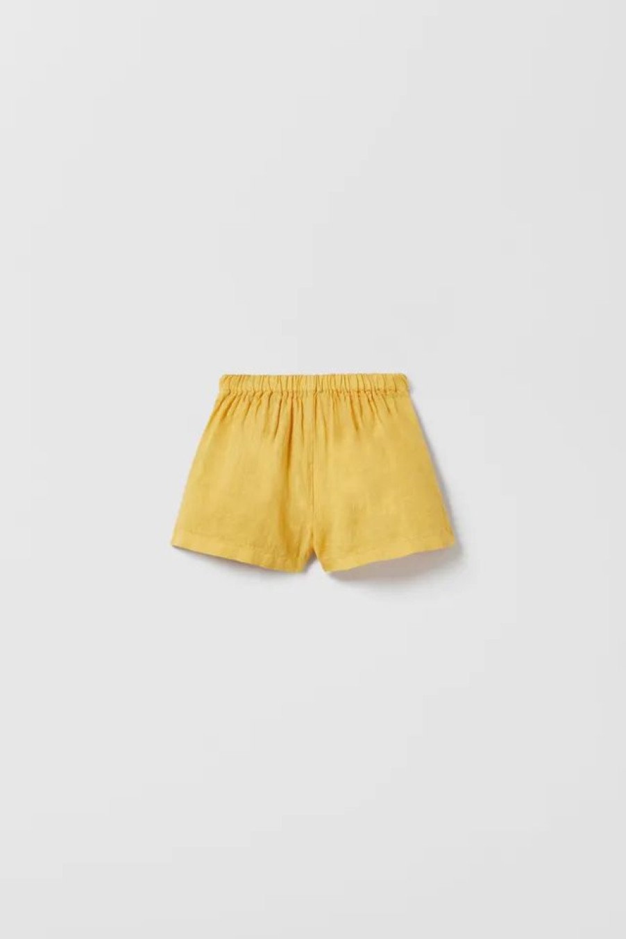 New * Zara Linen Shorts With Bow Ocher