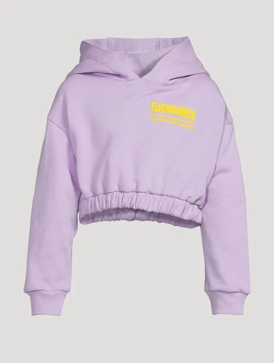 Wholesale * Fendi Kids Cotton Cropped Hoodie Lilac