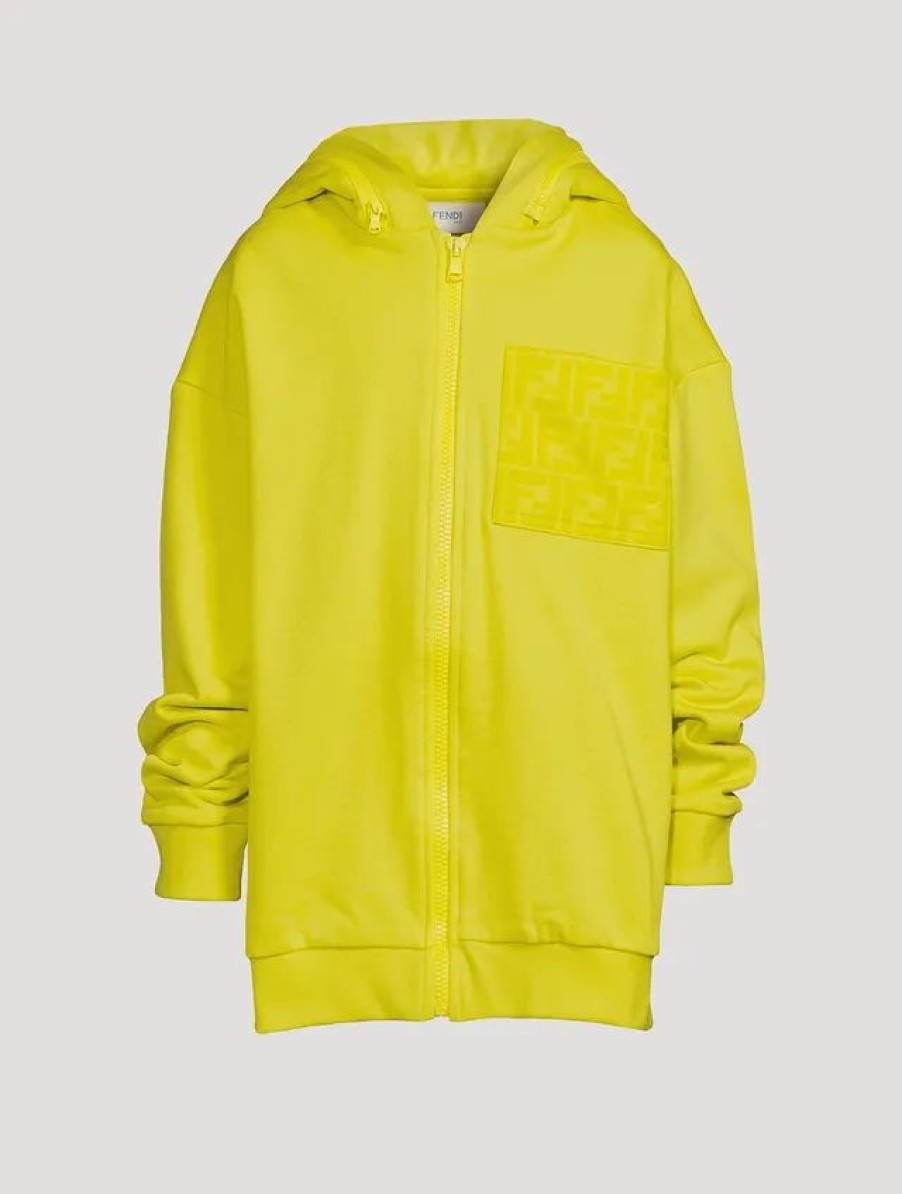 Hot * Fendi Kids Cotton Zip Hoodie Lemon