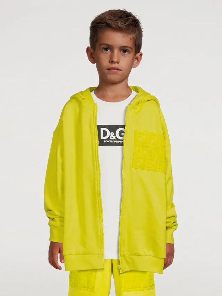 Hot * Fendi Kids Cotton Zip Hoodie Lemon