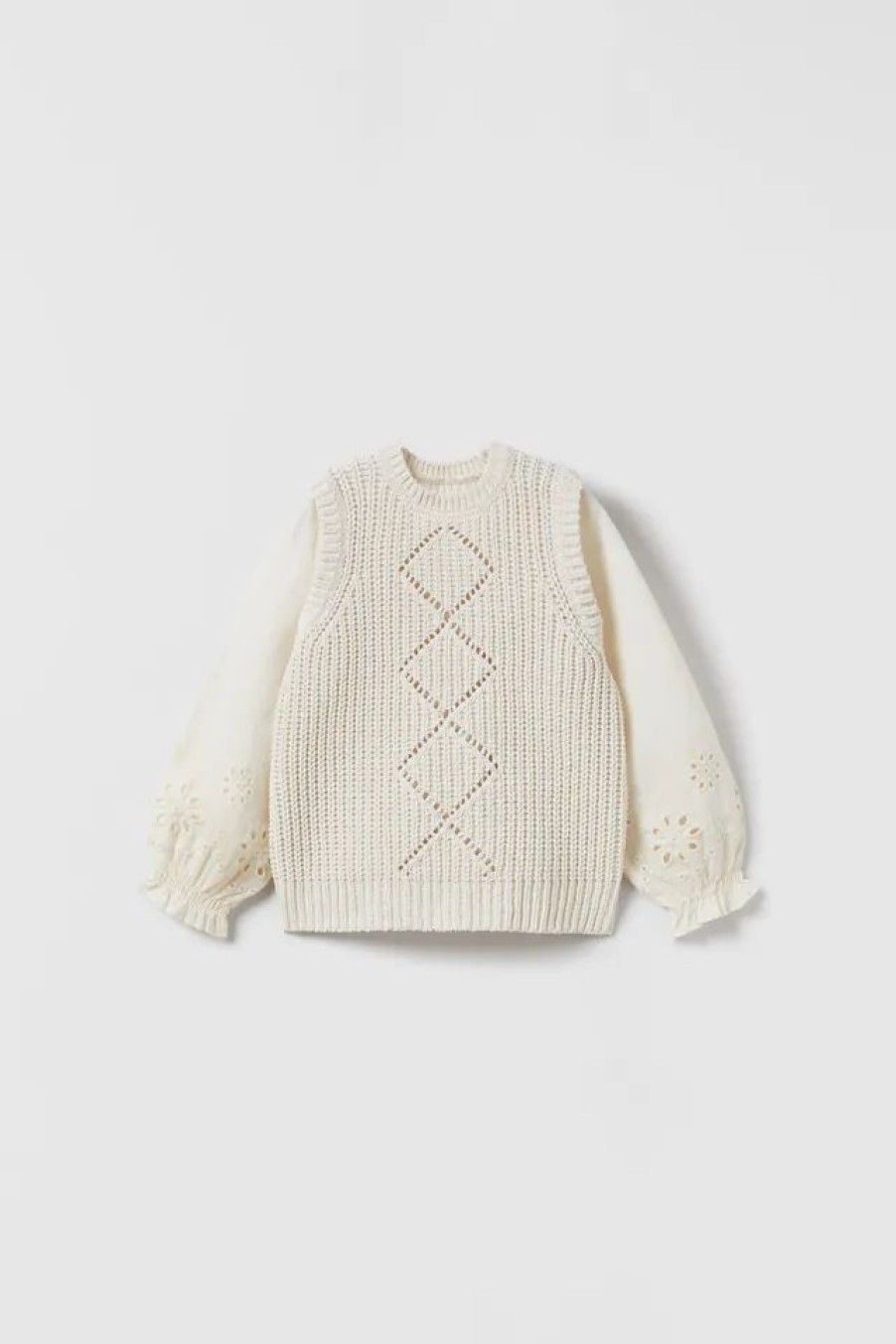 Online * Zara Chenille Knit Sweater Ecru