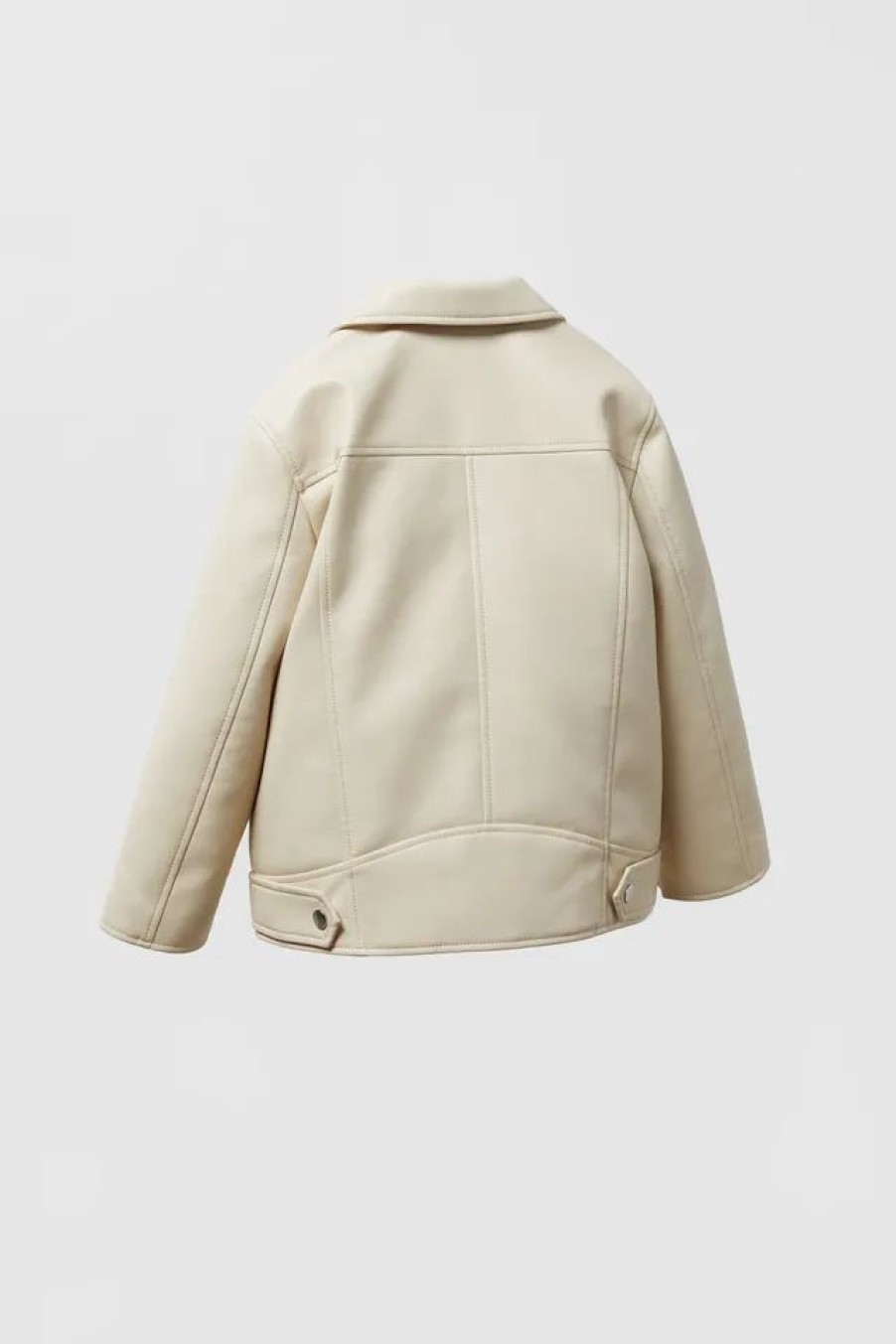 Online * Zara Oversized Biker Jacket Light Ecru