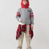 New * Roots Kids Relaxed Cabin Kanga Hoodie Grey Oat Pepper