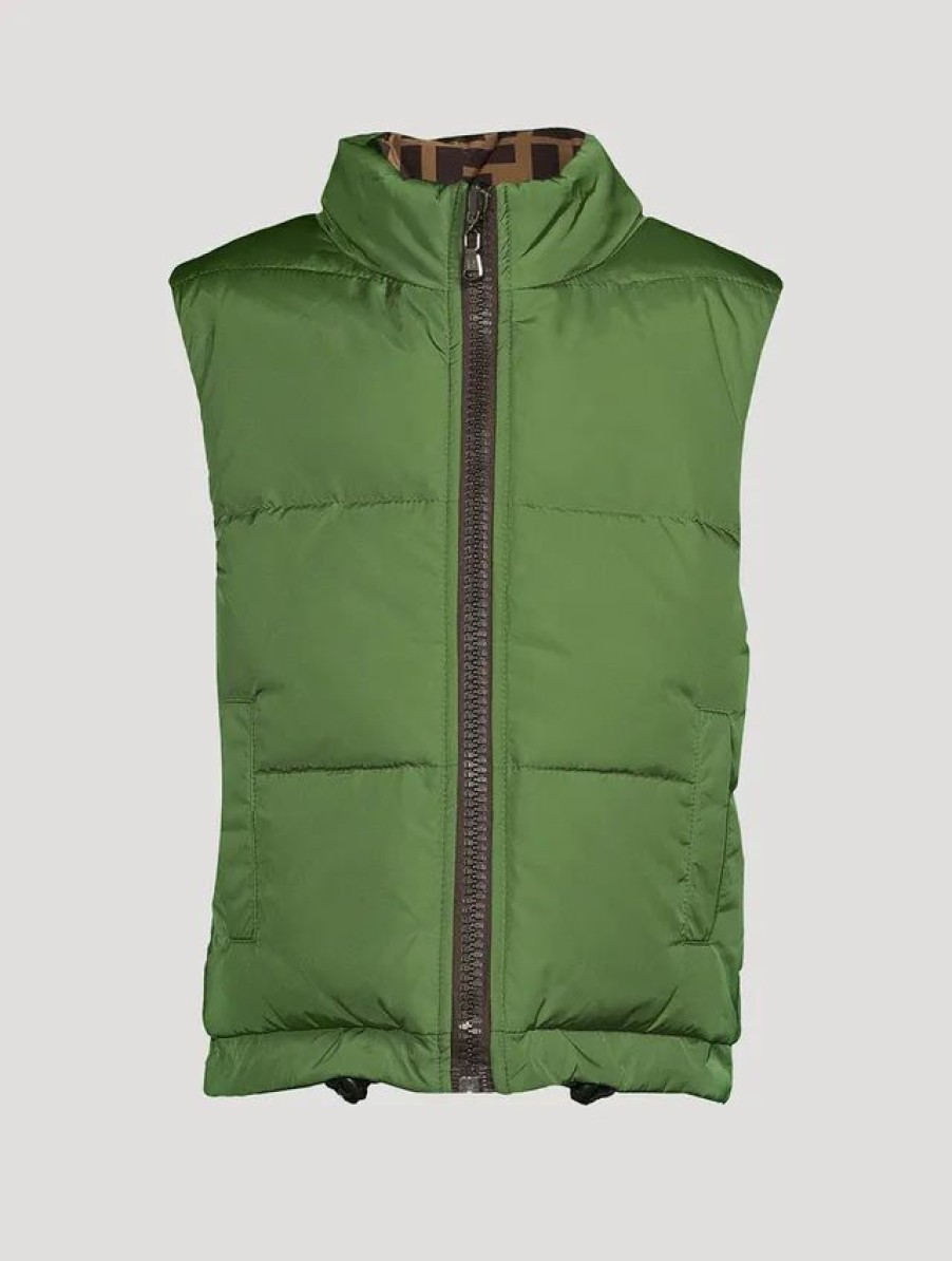 Best * Fendi Kids Reversible Down Vest Green