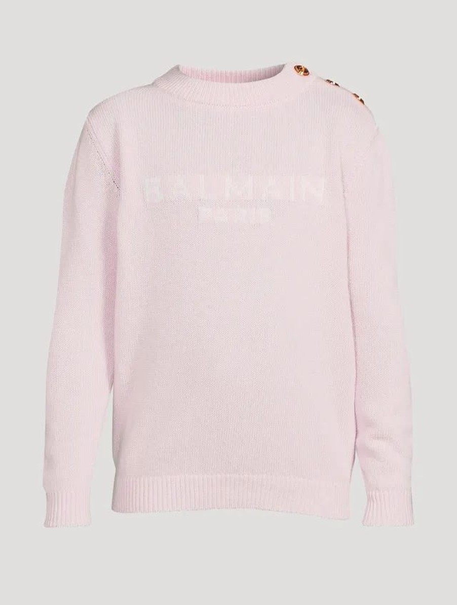 Hot * Balmain Kids Wool-Blend Logo Sweater Pink