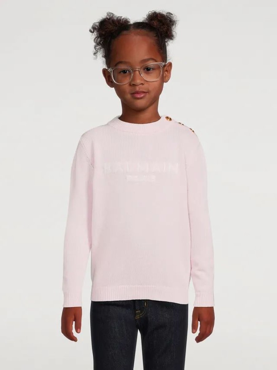 Hot * Balmain Kids Wool-Blend Logo Sweater Pink