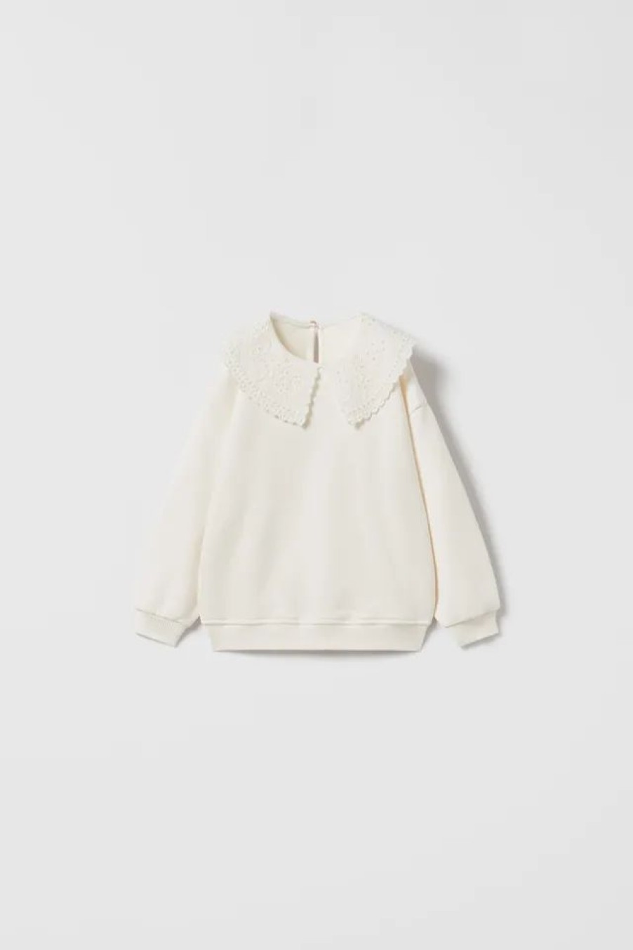 Online * Zara Combination Embroidered Sweatshirt Ecru