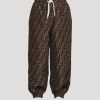 Hot * Fendi Kids Reversible Sweatpants With Ff Print Black, Brown