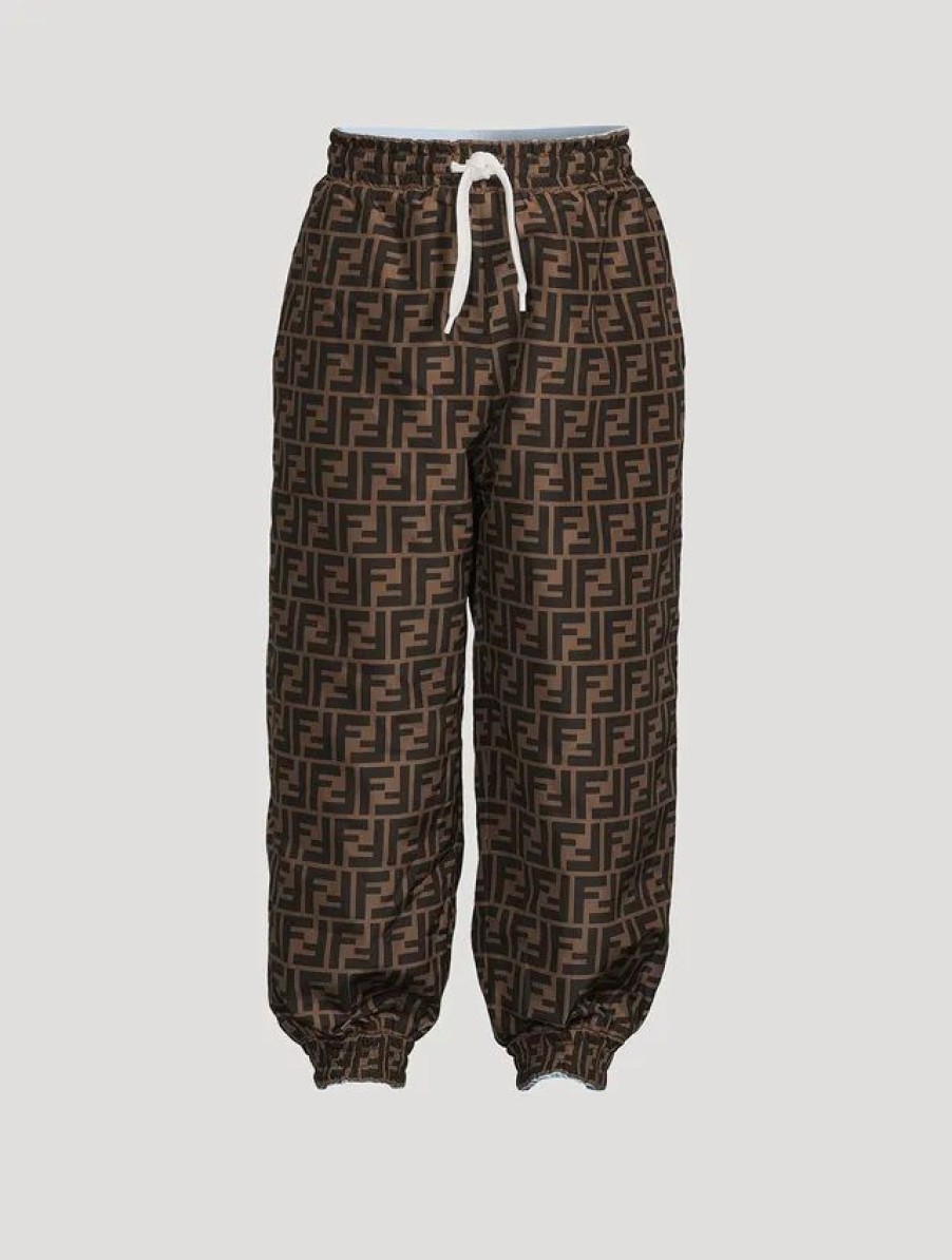 Hot * Fendi Kids Reversible Sweatpants With Ff Print Black, Brown