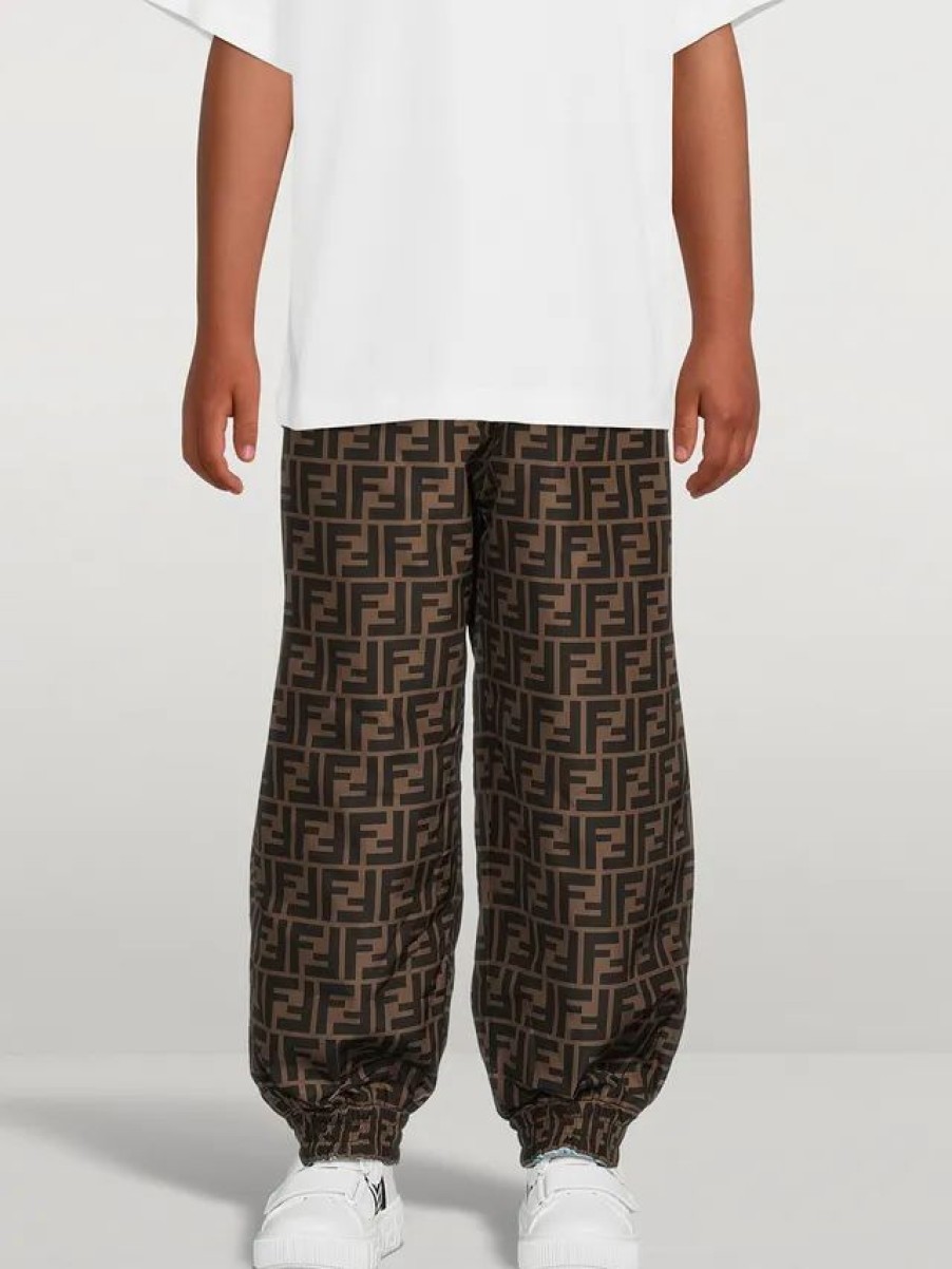 Hot * Fendi Kids Reversible Sweatpants With Ff Print Black, Brown