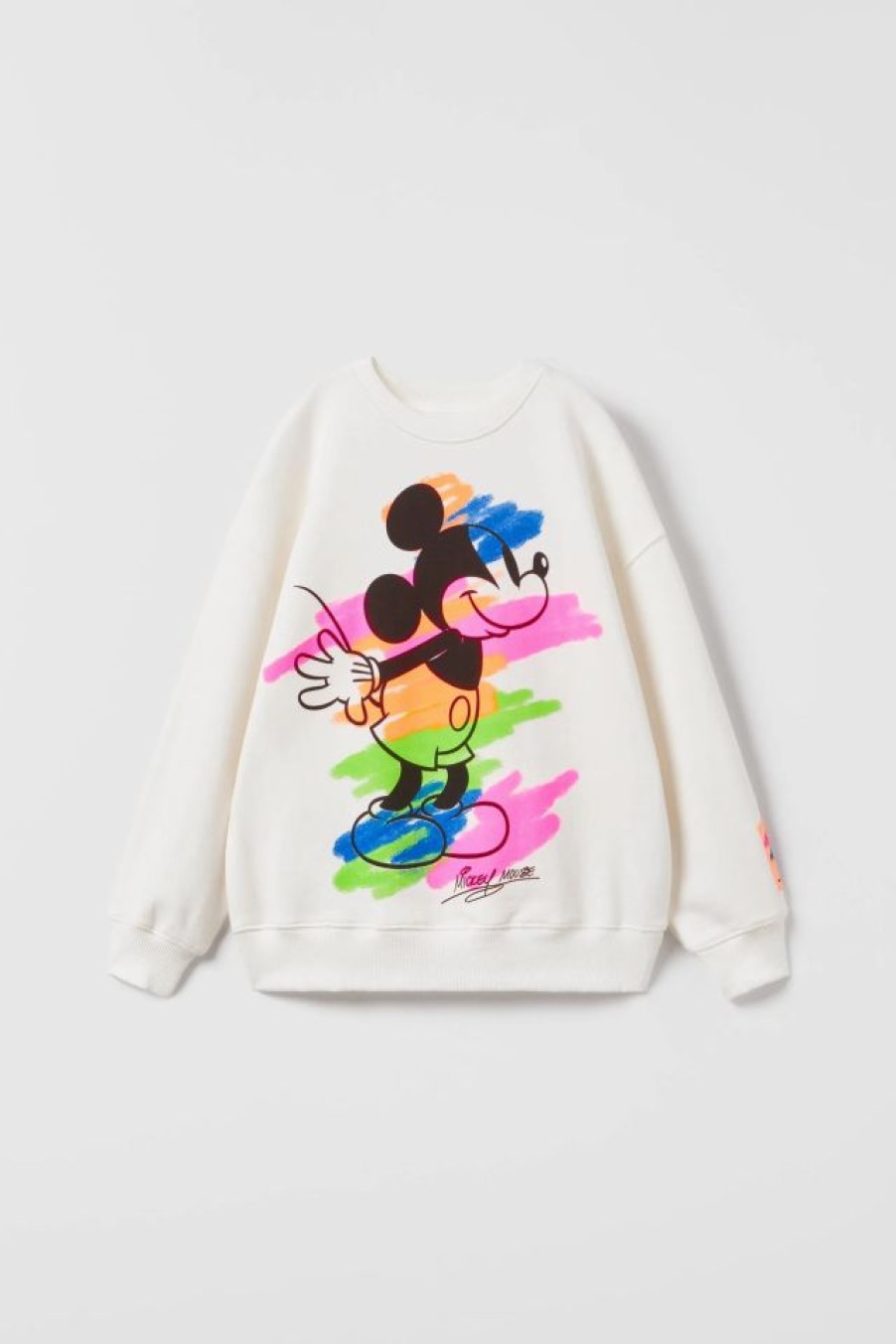 Best * Zara Mickey Mouse Disney Brushstroke Sweatshirt Oyster White