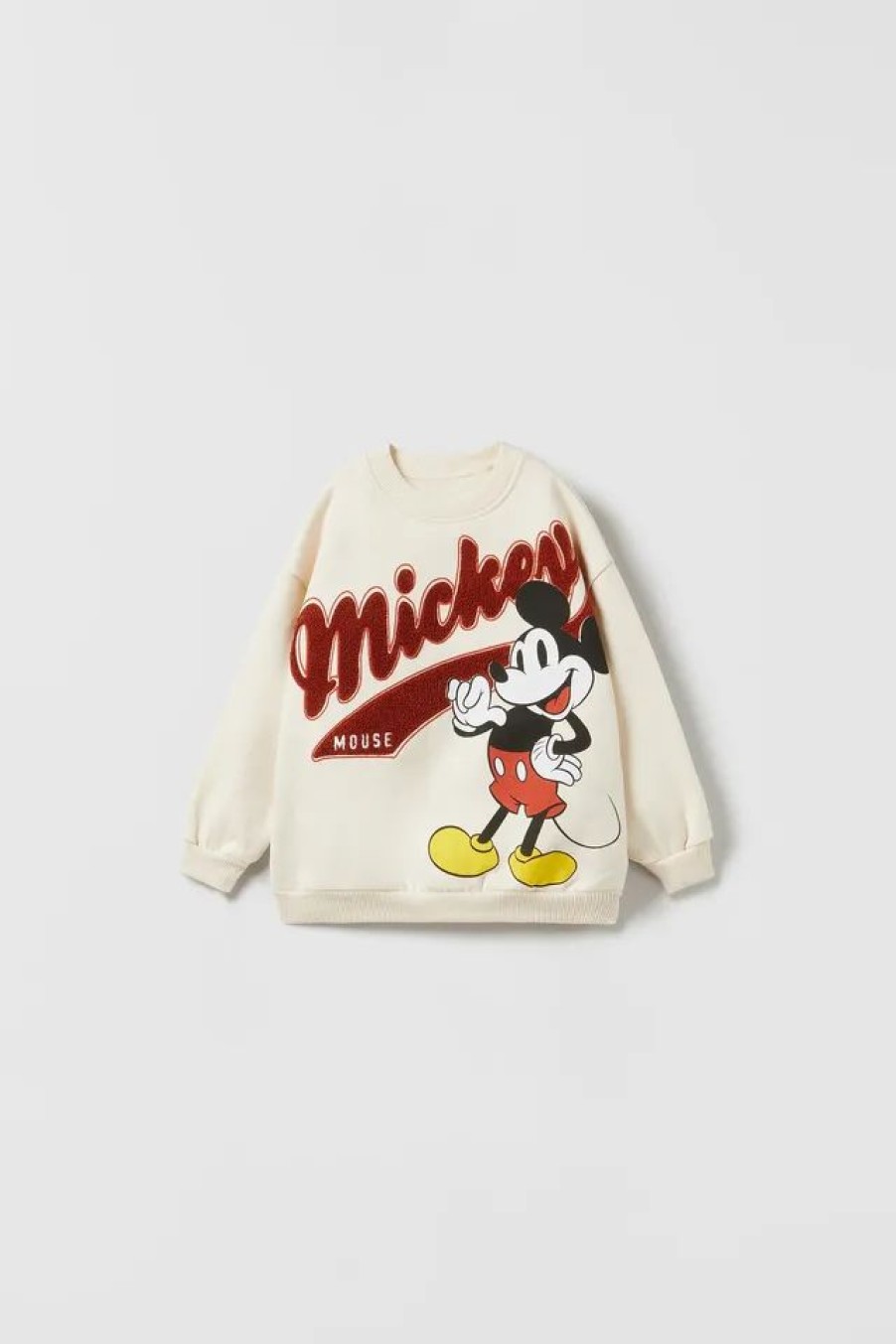 Hot * Zara Mickey Mouse Disney Ruffled Sweatshirt Ecru