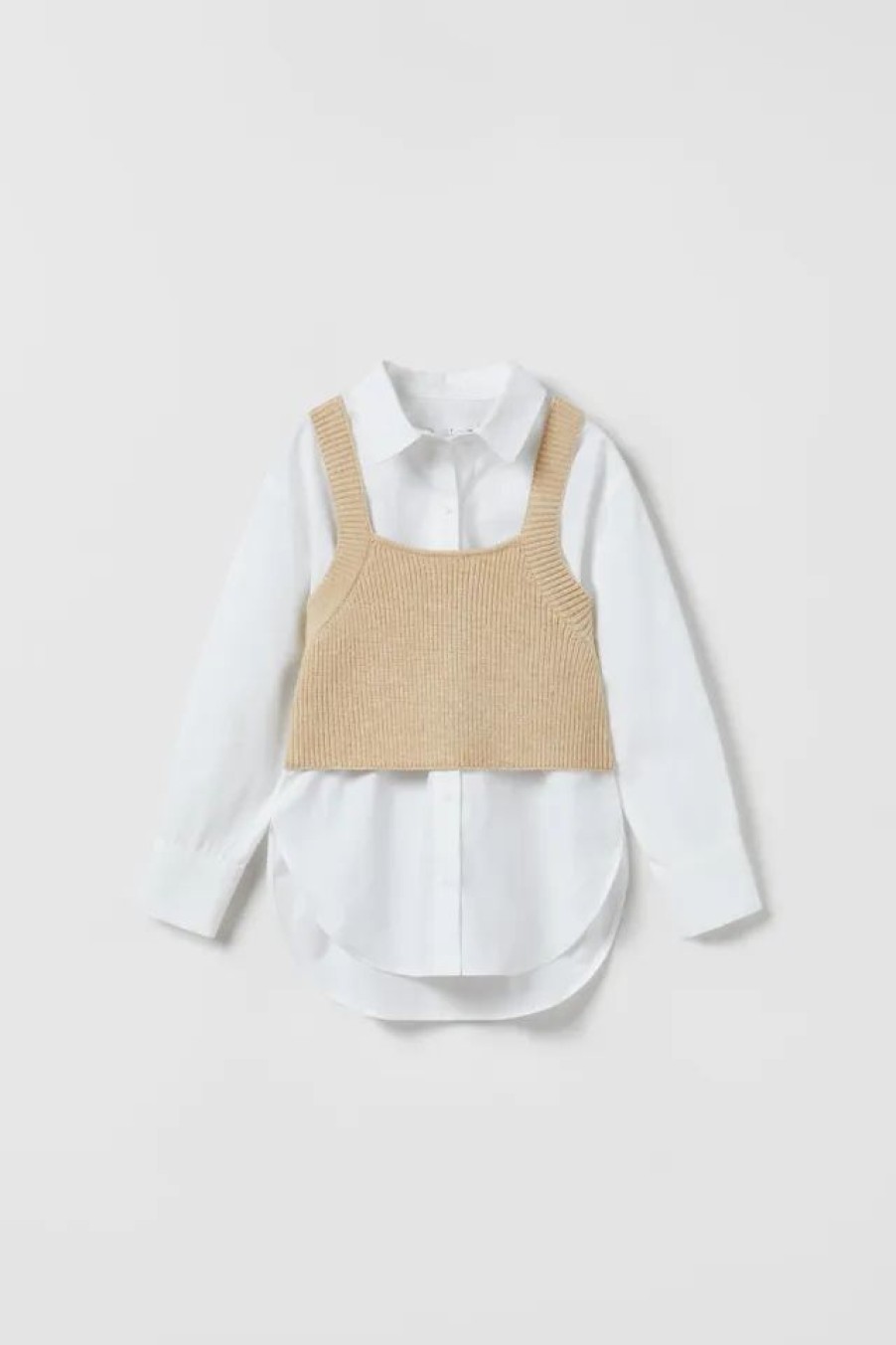 Hot * Zara Shirt With Vest White