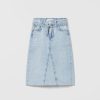 Clearance * Zara Washed Denim Midi Skirt Light Blue