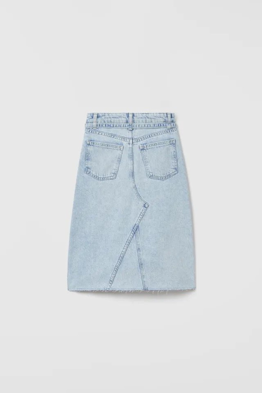 Clearance * Zara Washed Denim Midi Skirt Light Blue