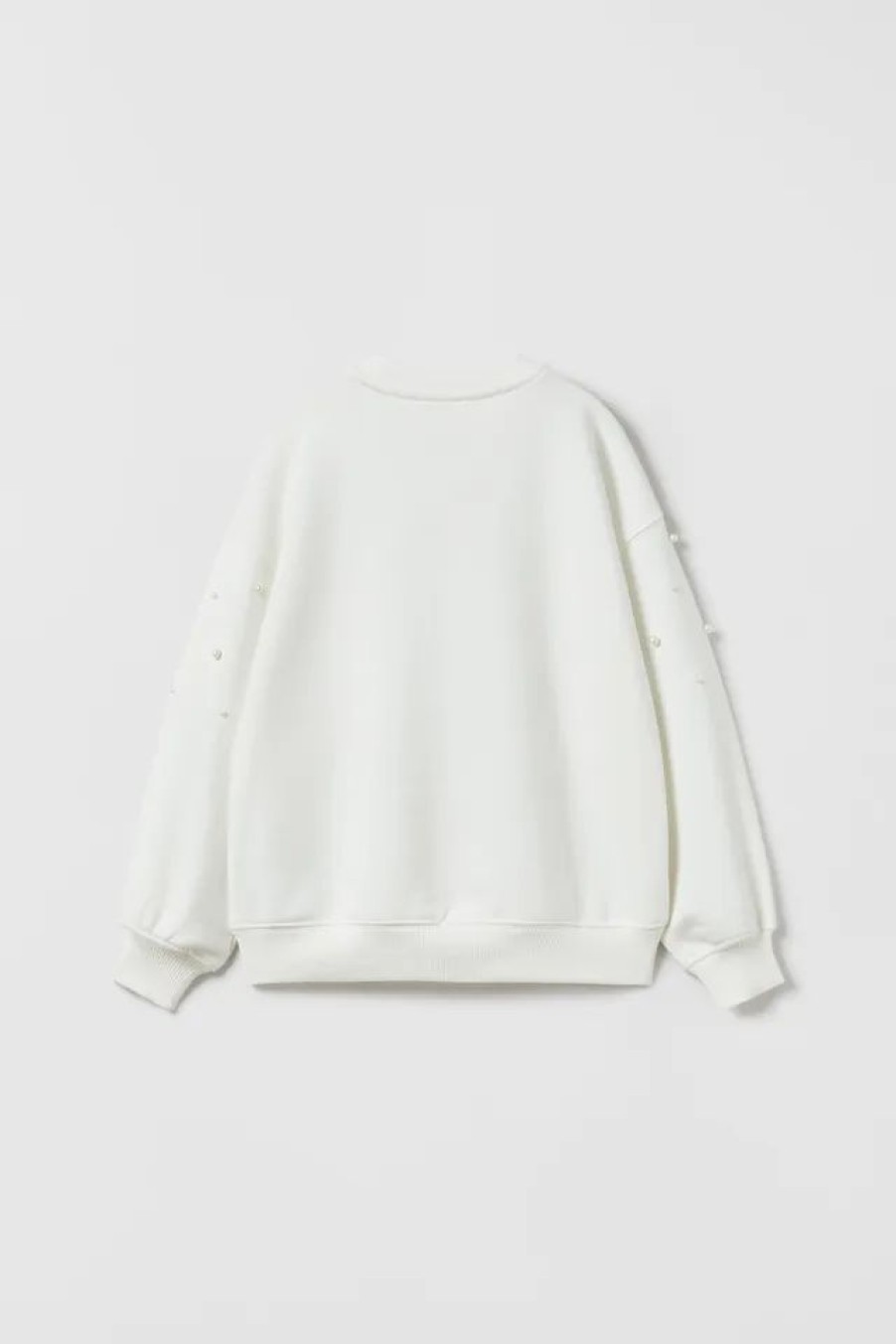 Hot * Zara Sweater With Faux Pearls Oyster White