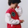 Clearance * Zara Contrasting Patches Varsity Bomber Red