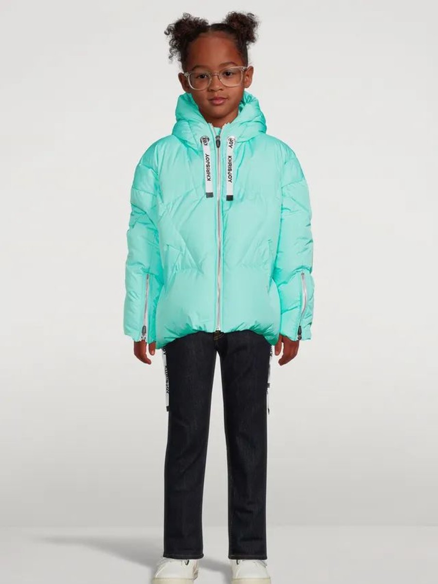 New * Khrisjoy Kids Oversized Down Puffer Jacket Aqua