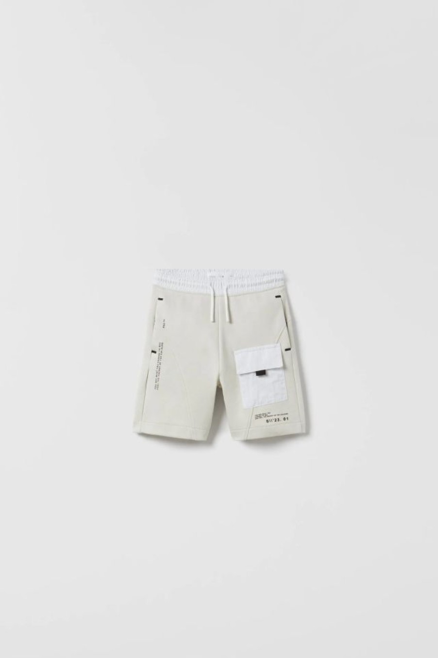 Online * Zara Athletic Cargo Shorts Stone