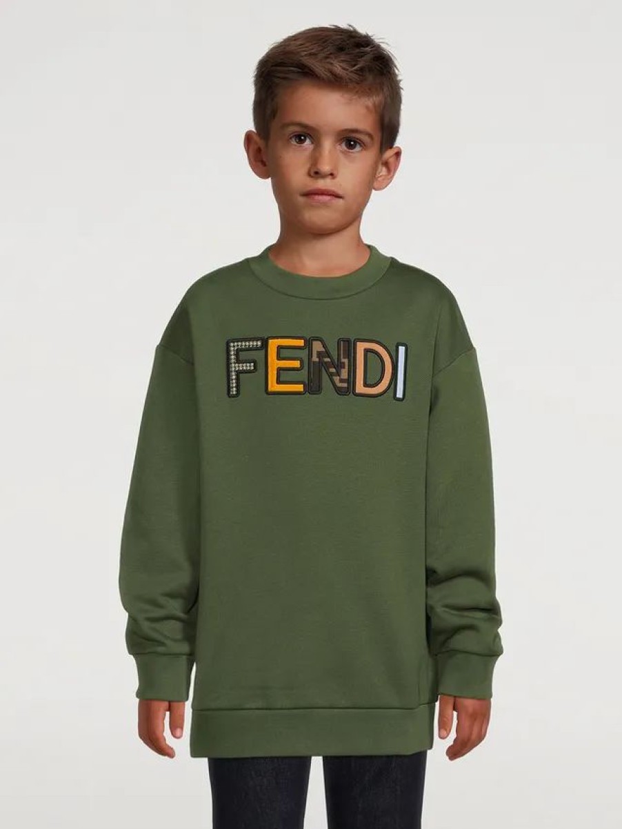 Hot * Fendi Kids Logo Sweatshirt Green