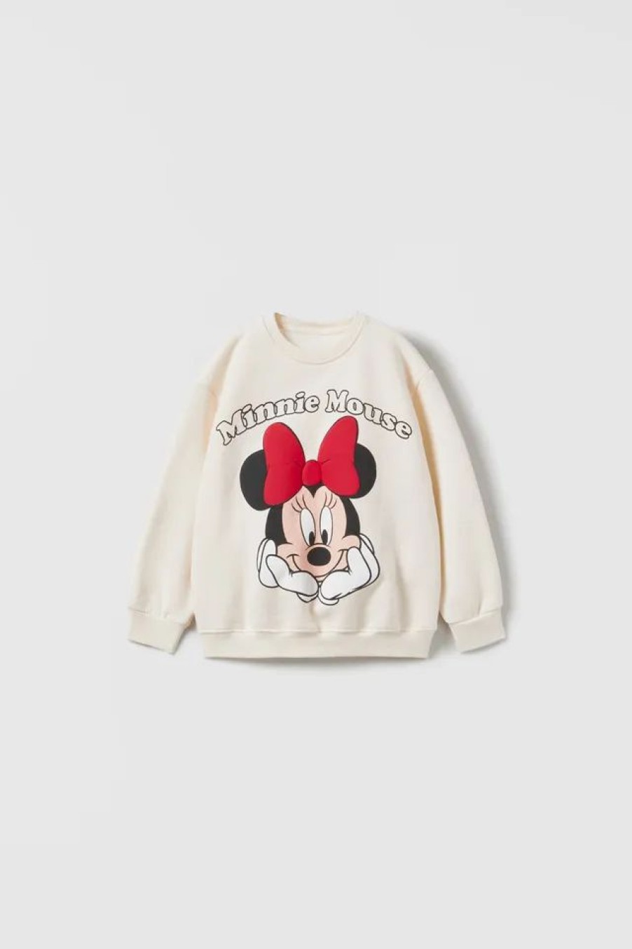 Best * Zara Minnie Mouse Disney Embossed Sweatshirt Ecru