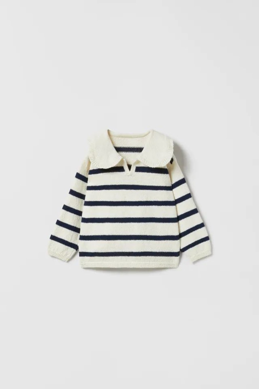 New * Zara Striped Sailor Knit Sweater Ecru / Navy