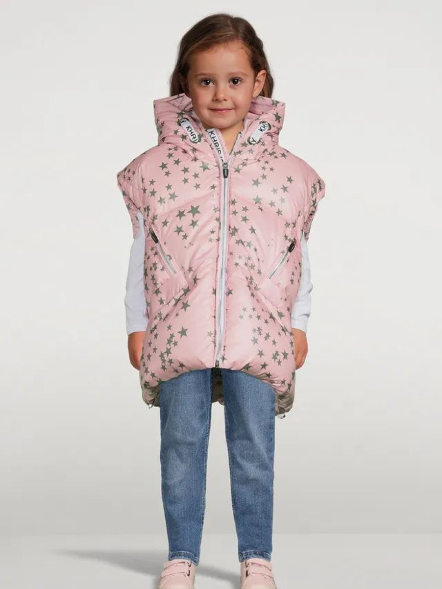 Hot * Khrisjoy Kids Stars Down Puffer Vest Nude Sage Stars