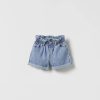 Hot * Zara Paperbag Waist Denim Shorts