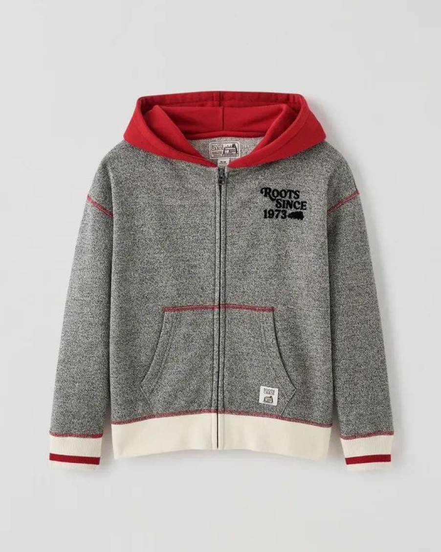 Online * Roots Kids Relaxed Cabin Full Zip Hoodie Grey Oat Pepper