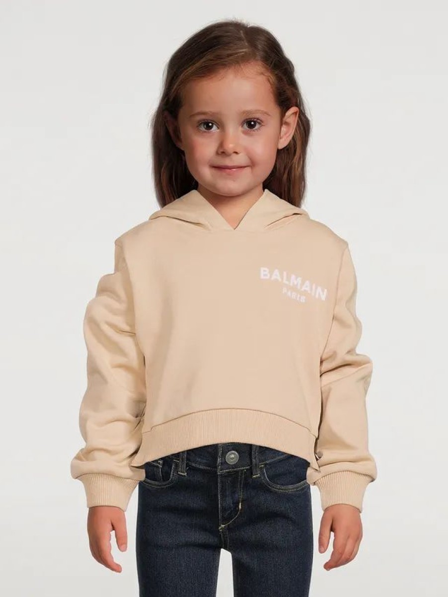 Clearance * Balmain Kids Logo Cropped Hoodie