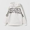 Clearance * Zara Embossed Graffiti Sweatshirt White