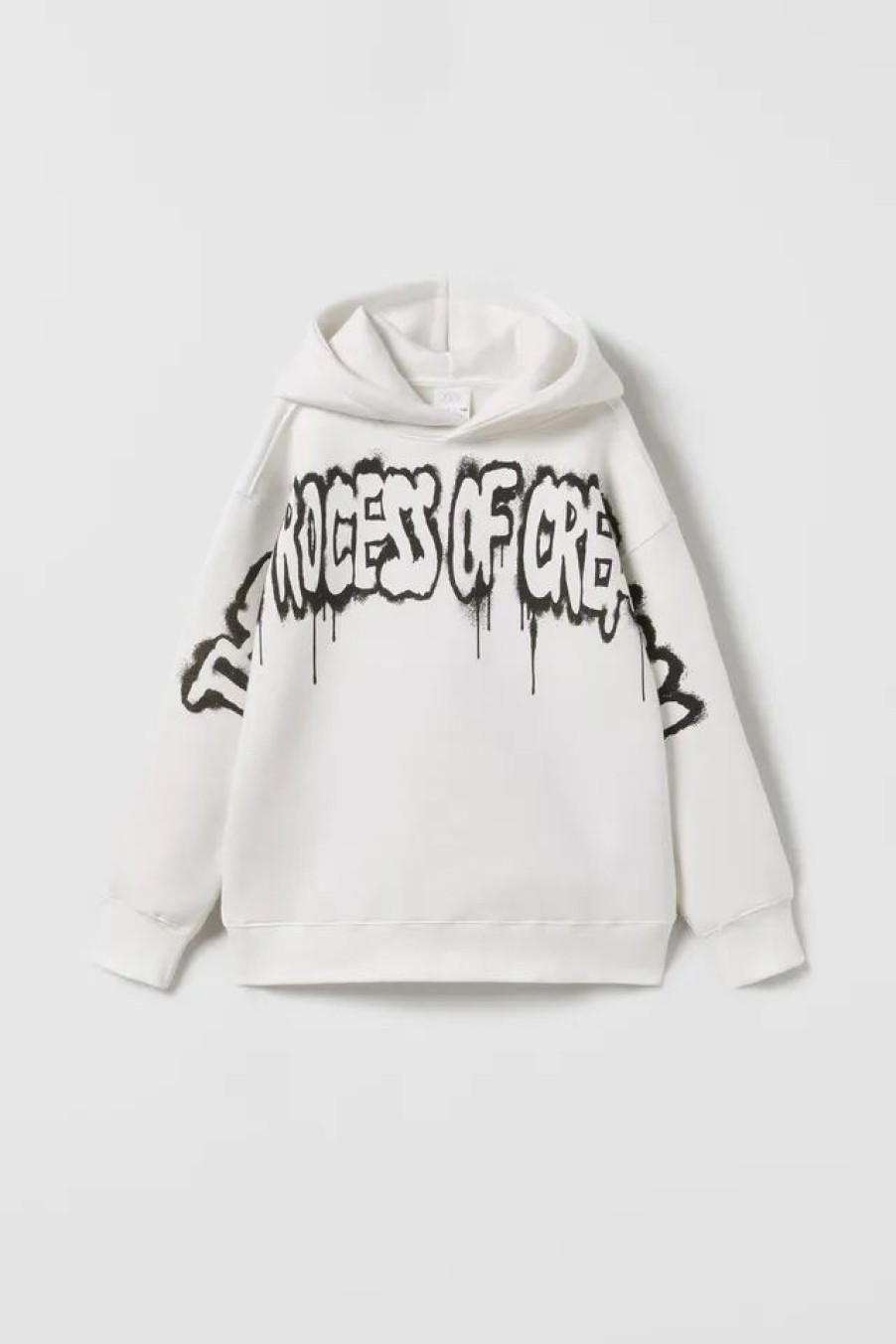 Clearance * Zara Embossed Graffiti Sweatshirt White