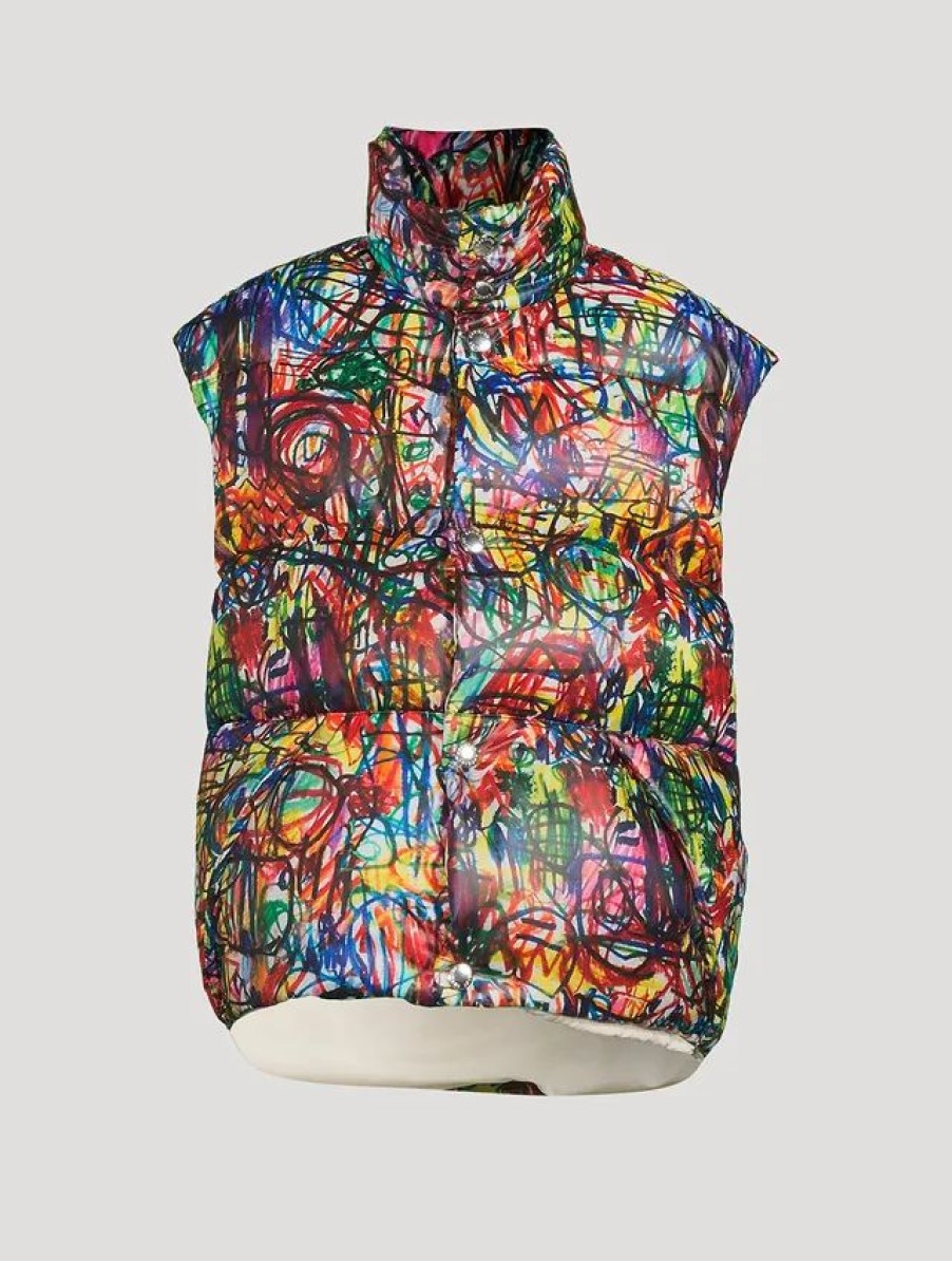 Clearance * Khrisjoy Kids Graffiti Crayon Down Puffer Vest Graffiti Multicolor