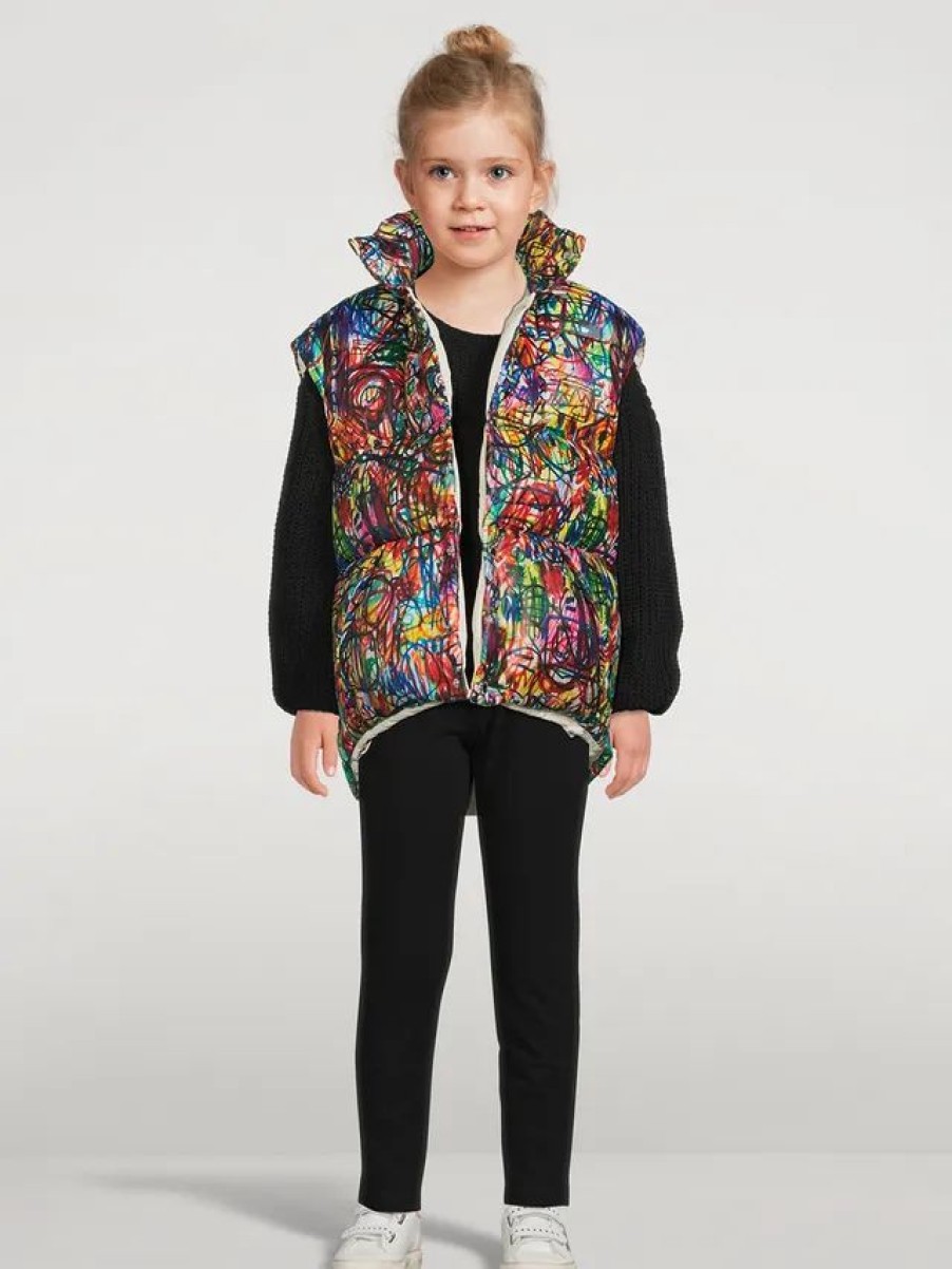 Clearance * Khrisjoy Kids Graffiti Crayon Down Puffer Vest Graffiti Multicolor