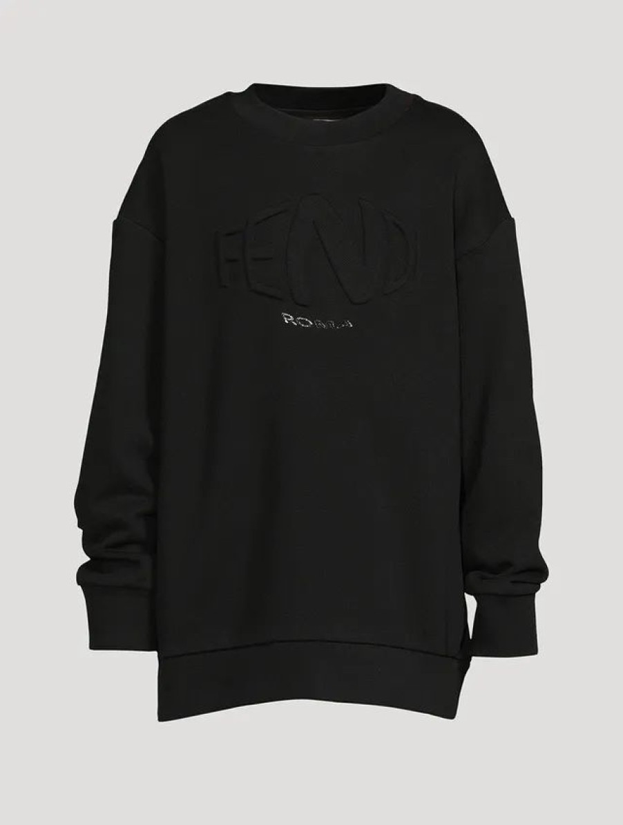 New * Fendi Kids Cotton Logo Sweatshirt Black