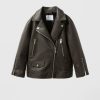 New * Zara Oversized Faux Leather Biker Jacket Dark Brown