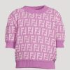 Hot * Fendi Kids Cotton Short-Sleeve Sweater Light Purple