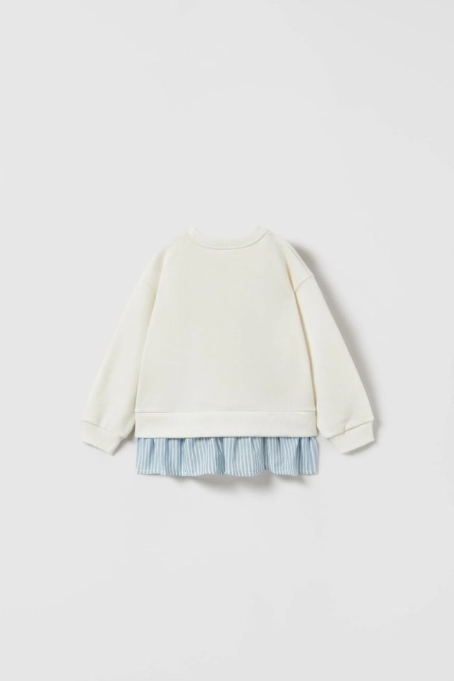 Hot * Zara Textured Striped Mixed Sweatshirt Oyster White