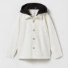 Clearance * Zara Removable Hood Twill Overshirt White