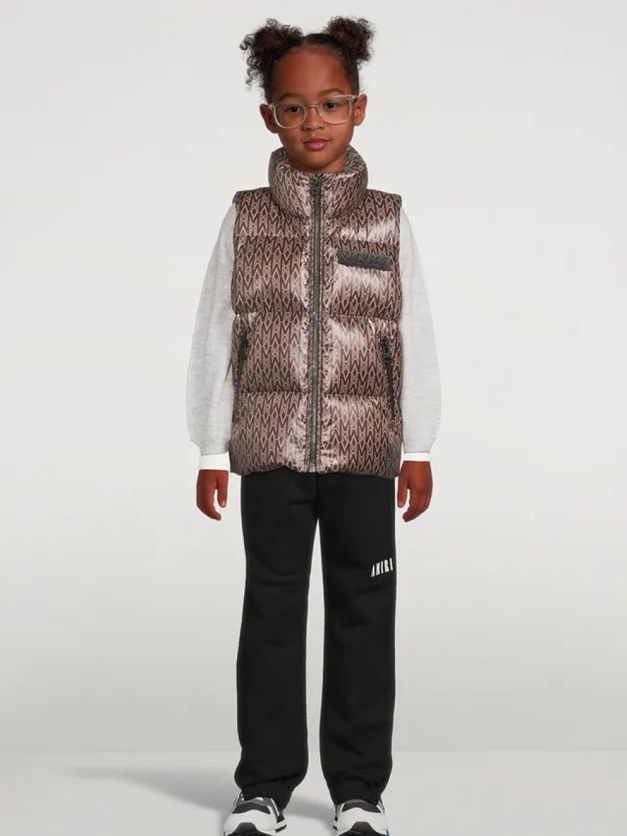 Best * Mackage Kids Charlee Light Down Puffer Vest In Monogram Print Coffee